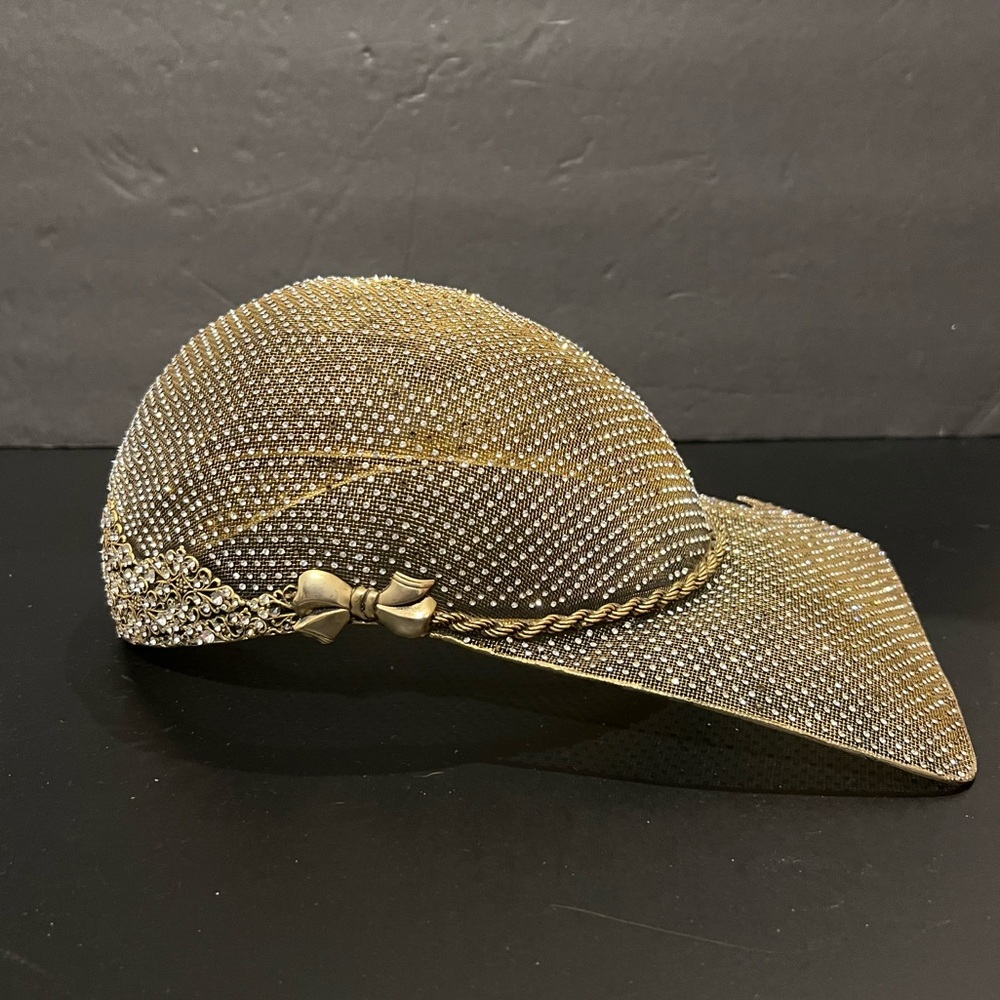 Collectible metal wire mesh baseball hat embellished with rhinestones
